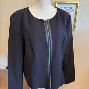 Leather Trim Black Women's Jacket